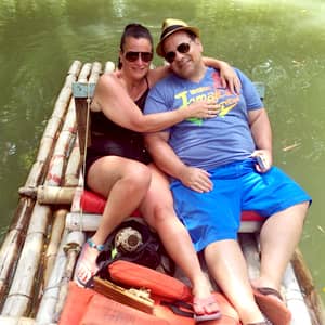 Stacie and Pete on a raft