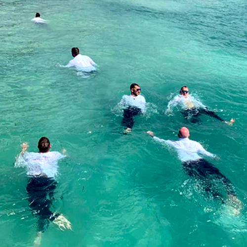 Groomsmen in the Caribbean Water