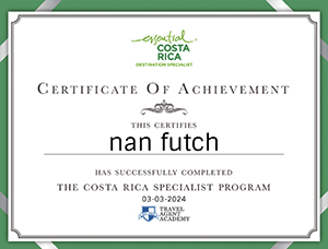 Nan Futch, Costa Rica Specialist